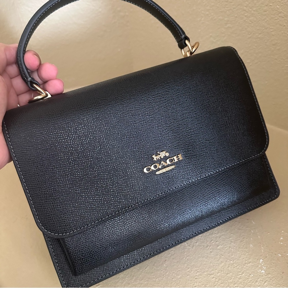 New Coach Klare Top Handle Bag Elegant Black Leather Handbag - Picture 10 of 16